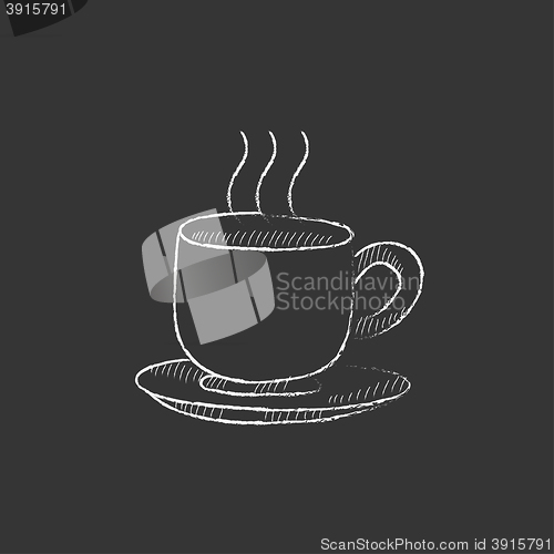 Image of Cup of hot drink. Drawn in chalk icon.