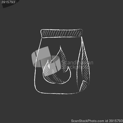 Image of Take-away meals package. Drawn in chalk icon.