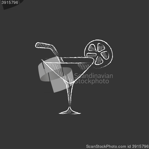 Image of Cocktail glass. Drawn in chalk icon.