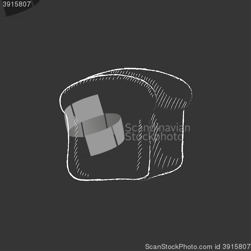 Image of Half of bread. Drawn in chalk icon.