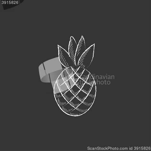 Image of Pineapple. Drawn in chalk icon.
