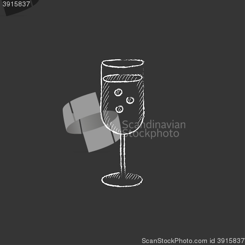 Image of Glass of champagne. Drawn in chalk icon.