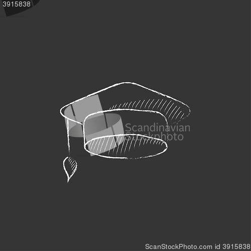 Image of Graduation cap. Drawn in chalk icon.