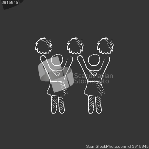 Image of Cheerleaders. Drawn in chalk icon.
