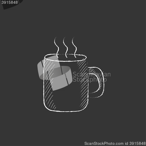 Image of Mug of hot drink. Drawn in chalk icon.