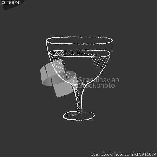 Image of Glass of wine. Drawn in chalk icon.