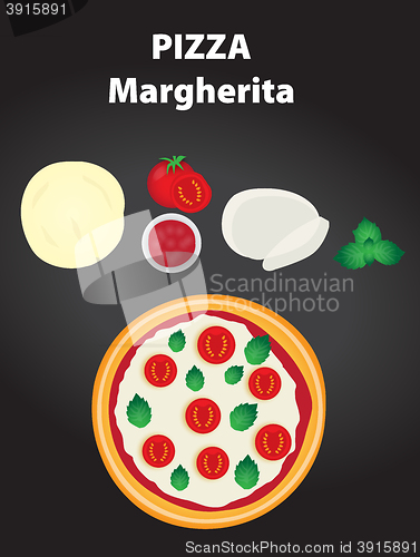 Image of Pizza margherita with ingredients