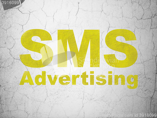 Image of Marketing concept: SMS Advertising on wall background