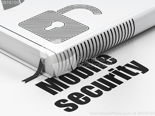 Image of Security concept: book Opened Padlock, Mobile Security on white background