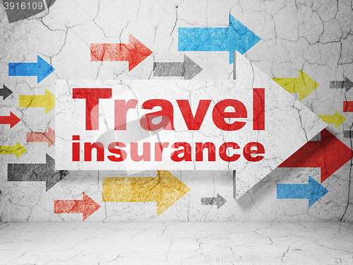 Image of Insurance concept: arrow with Travel Insurance on grunge wall background