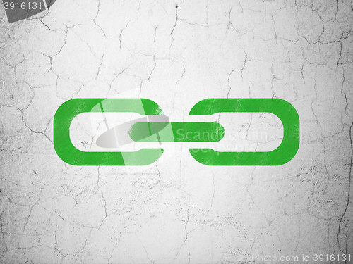 Image of Web development concept: Link on wall background