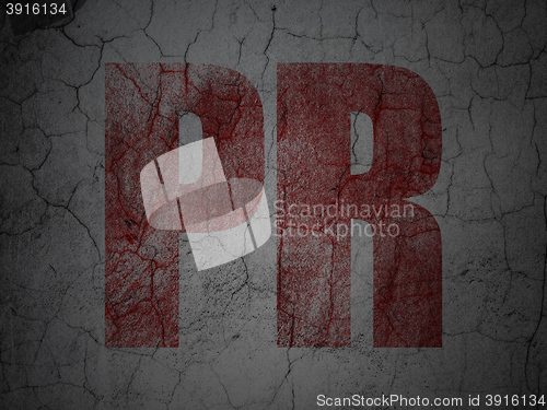 Image of Advertising concept: PR on grunge wall background