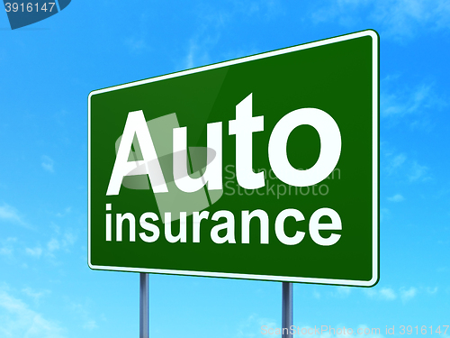 Image of Insurance concept: Auto Insurance on road sign background