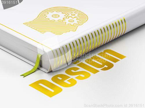 Image of Marketing concept: book Head With Gears, Design on white background