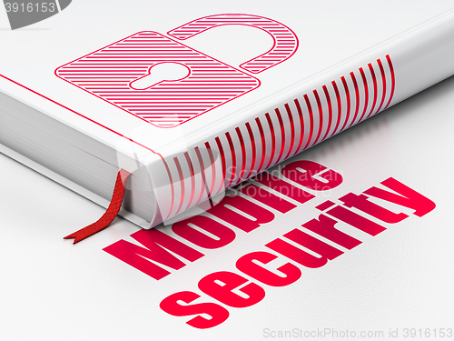 Image of Security concept: book Closed Padlock, Mobile Security on white background