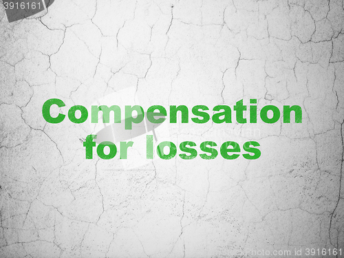 Image of Currency concept: Compensation For losses on wall background