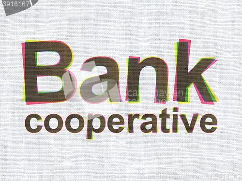 Image of Currency concept: Bank Cooperative on fabric texture background