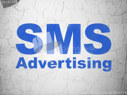 Image of Marketing concept: SMS Advertising on wall background