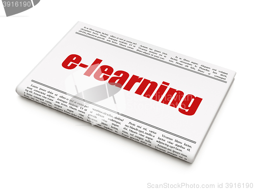 Image of Education concept: newspaper headline E-learning