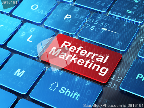 Image of Marketing concept: Referral Marketing on computer keyboard background