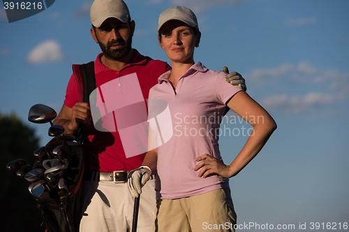 Image of portrait of couple on golf course