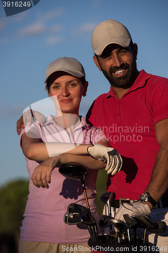 Image of portrait of couple on golf course