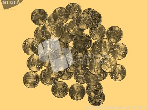 Image of Dollar coins 1 cent wheat penny cent - vintage