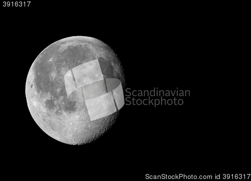 Image of Waning gibbous moon with copy space