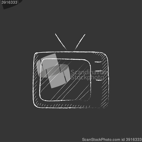 Image of Retro television. Drawn in chalk icon.