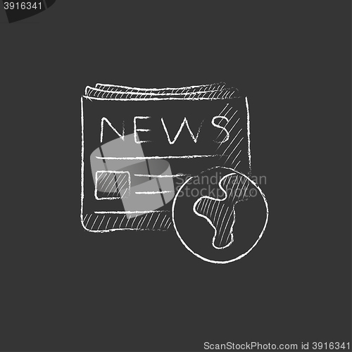 Image of International newspaper. Drawn in chalk icon.