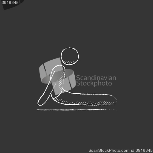 Image of Man practicing yoga. Drawn in chalk icon.