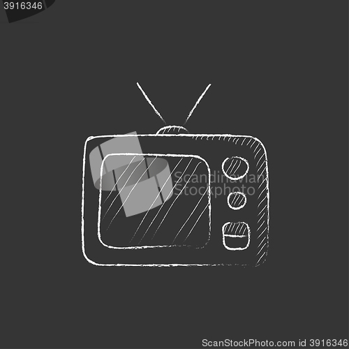 Image of Retro television. Drawn in chalk icon.