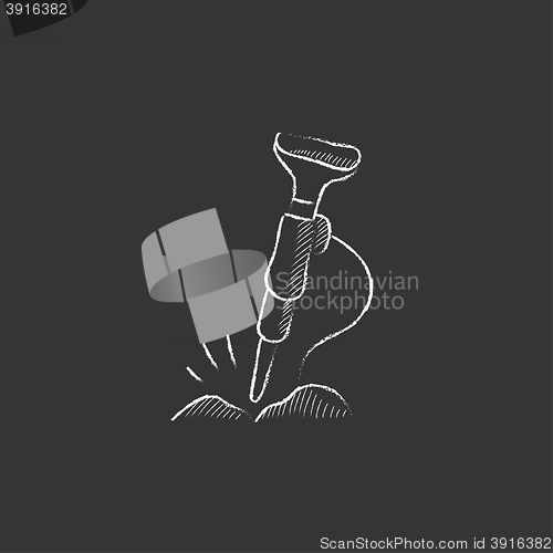 Image of Pneumatic hammer drill. Drawn in chalk icon.