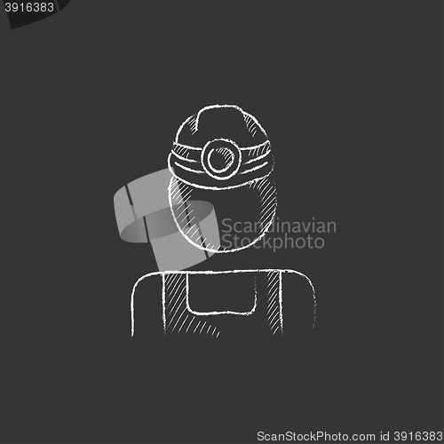 Image of Coal miner. Drawn in chalk icon.