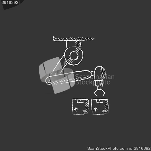 Image of Robotic packaging. Drawn in chalk icon.