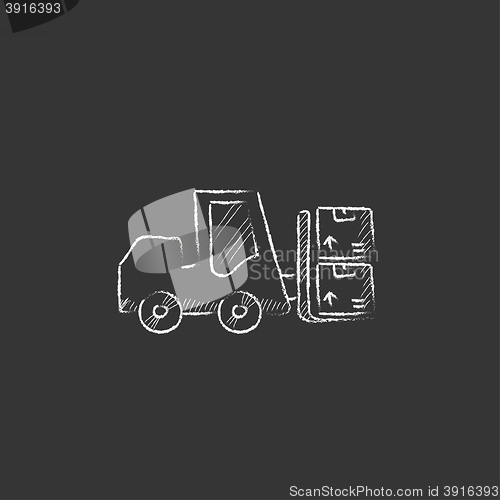 Image of Forklift. Drawn in chalk icon.