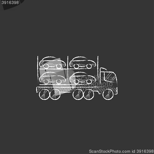 Image of Car carrier. Drawn in chalk icon.