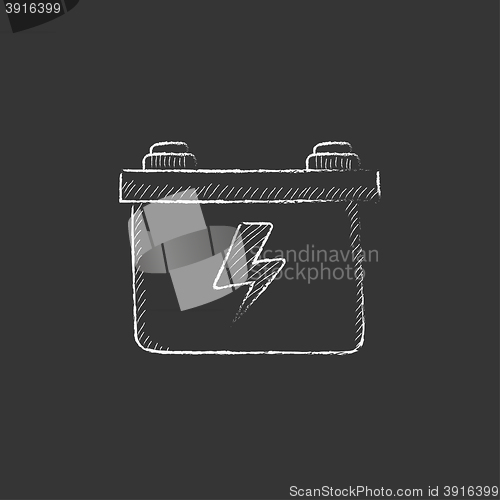 Image of Car battery. Drawn in chalk icon.