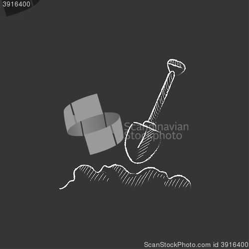 Image of Mining shovel. Drawn in chalk icon.