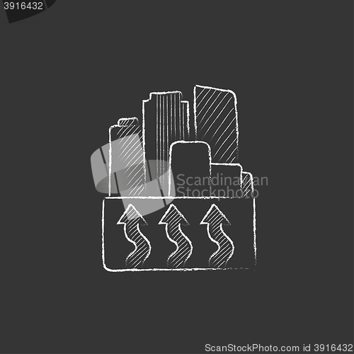 Image of Factory. Drawn in chalk icon.