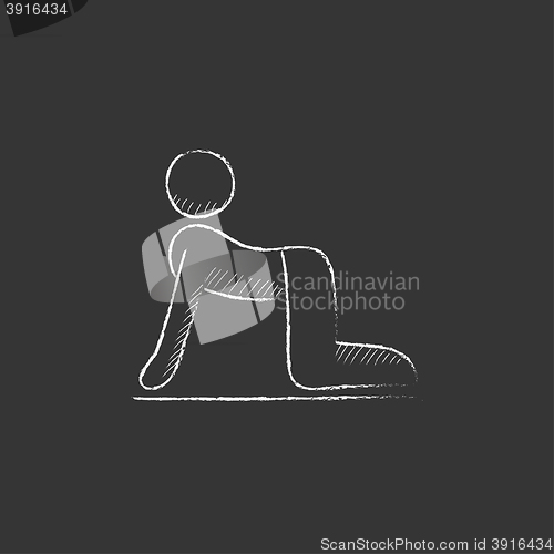 Image of Man practicing yoga. Drawn in chalk icon.