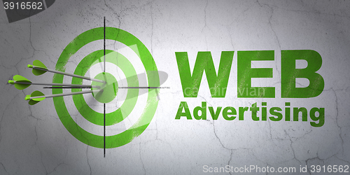 Image of Marketing concept: target and WEB Advertising on wall background