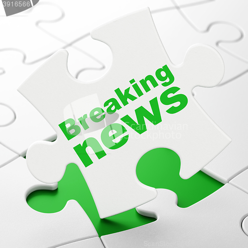 Image of News concept: Breaking News on puzzle background