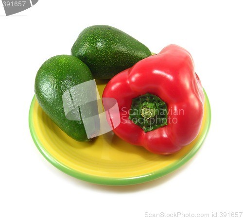 Image of avocados and red pepper