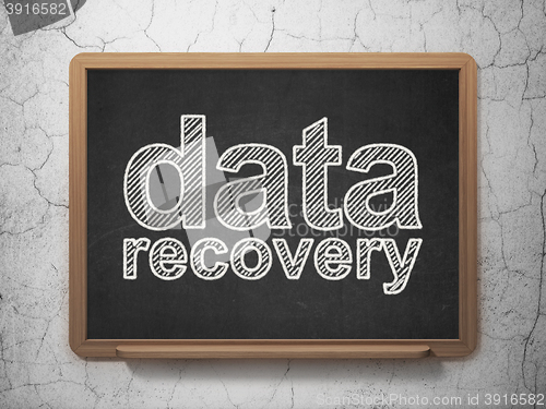 Image of Data concept: Data Recovery on chalkboard background