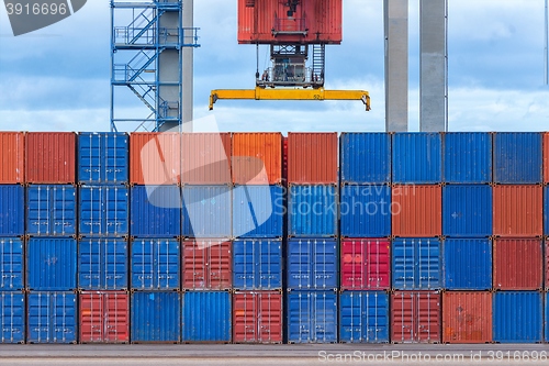 Image of Cargo containers in shipyard