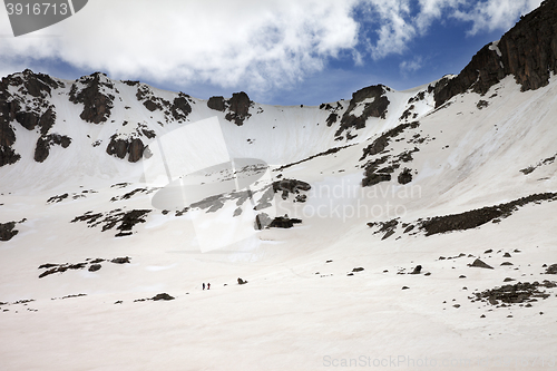 Image of Snowy mountains at evening