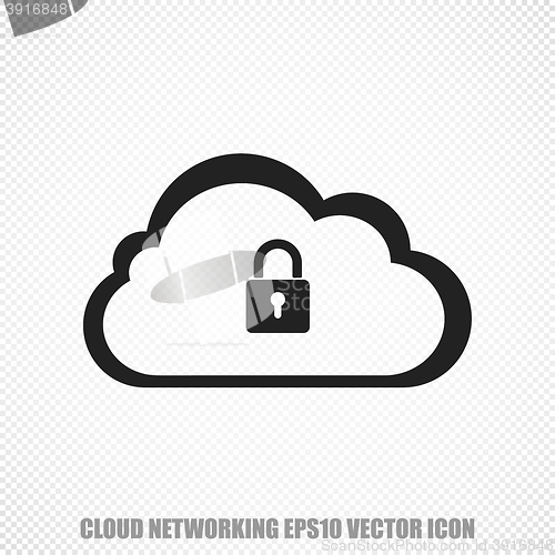 Image of Cloud networking vector Cloud With Padlock icon. Modern flat design.