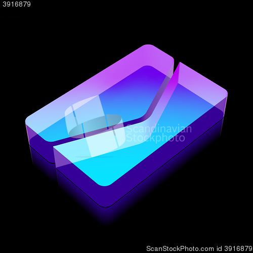 Image of Finance icon: 3d neon glowing Email made of glass, vector illustration.