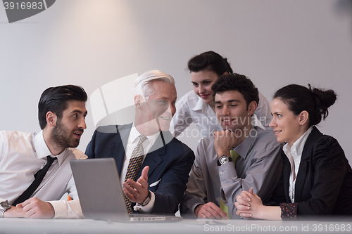 Image of business people group on meeting at modern startup office